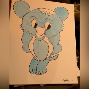 Blueberry bear 16 x 20 canvas board You can hang it in the Nursery room